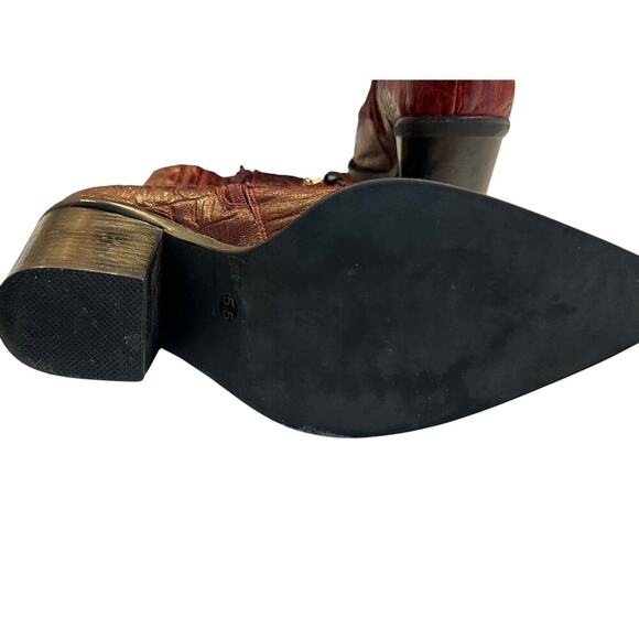 Jeffrey Campbell Red Leather Desperado Lace Up Boots Size 5.5 - Picture 13 of 16